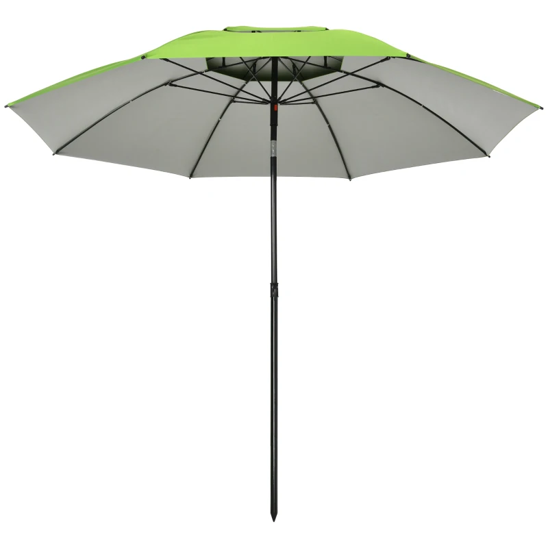Outsunny 6.6ft Arched Beach Umbrella, Angle Adjustable Patio Umbrella with Steel Frame, Carry Bag, UV30+ Outdoor Umbrella, Green