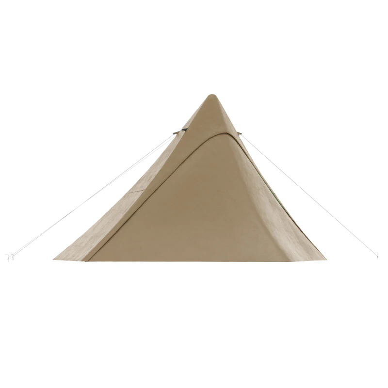 Outsunny 15.4'x15.4'x8.5' Teepee Tent, Waterproof Camping Tent with Porch Area, Floor and Carry Bag, for 2-3 Person Outdoor Backpacking Camping Hiking, Coffee