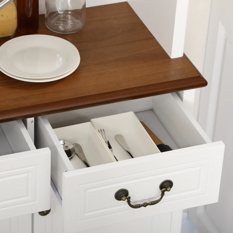 HOMCOM Kitchen Buffet with Hutch, Freestanding Pantry Cabinet with 6 Doors, 2 Drawers and 3-Level Adjustable Shelves, White