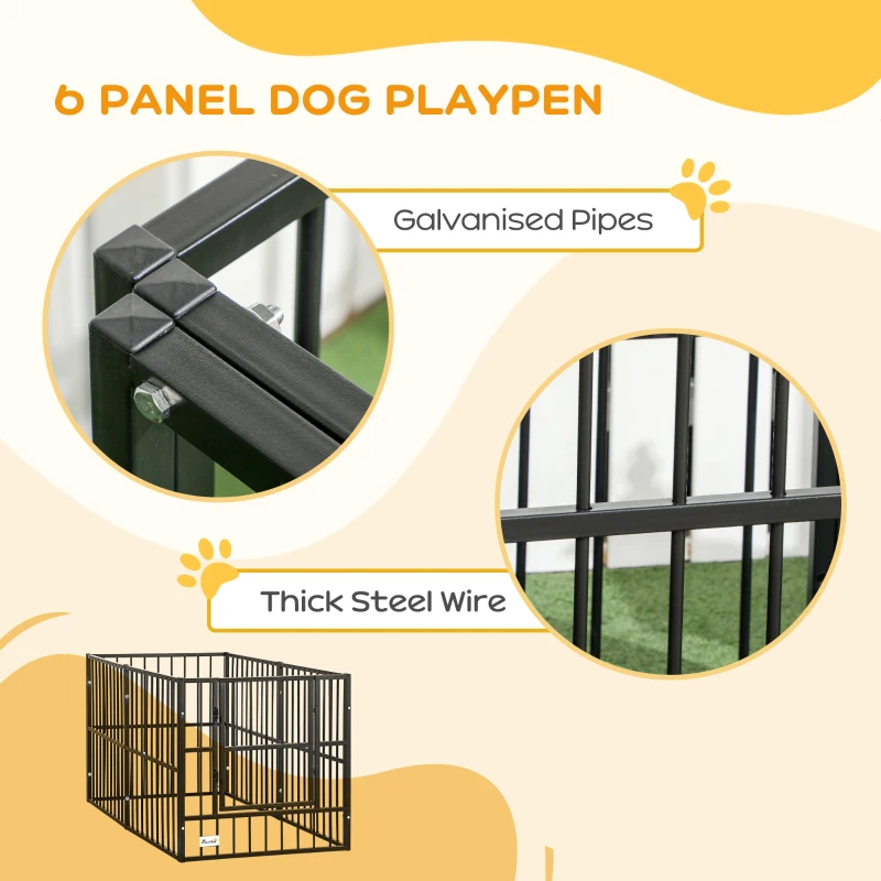 PawHut 33" - 60" x 31.5" Indoor & Outdoor Dog Playpen for Small & Medium Dogs, Dog Kennel Outdoor Playpen Dog Exercise Pen with Tall Height, Dog Run Enclosure