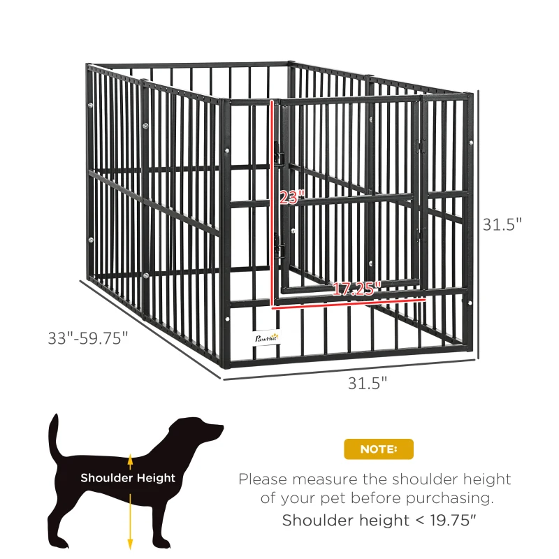 PawHut 33" - 60" x 31.5" Indoor & Outdoor Dog Playpen for Small & Medium Dogs, Dog Kennel Outdoor Playpen Dog Exercise Pen with Tall Height, Dog Run Enclosure