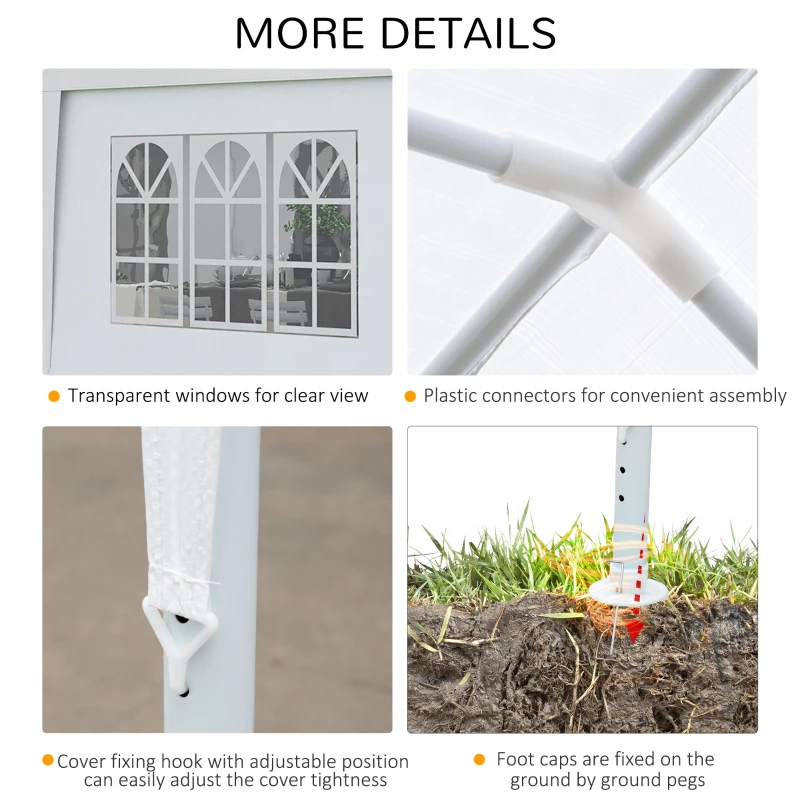 Outsunny 10' x 28' Party Gazebo Tent, Portable Folding Wedding Tent, Garden Canopy Event Shelter, Outdoor Sunshade with 8 Removable Sidewalls, White