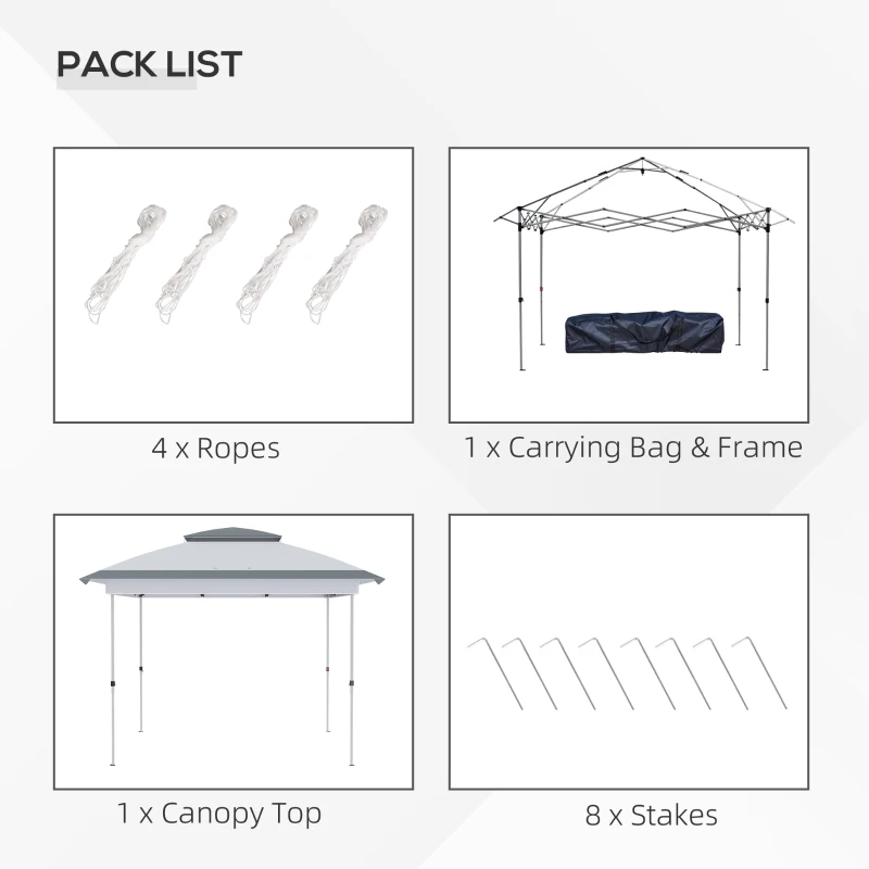 Outsunny 12' x 12' Pop Up Canopy Tent with Netting and Carry Bag, Instant Sun Shelter with 137 sq.ft Shade, Tents for Parties, Height Adjustable, for Outdoor, Garden, Patio, Gray