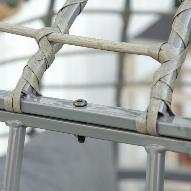 Outsunny Wicker Egg Chair, 360 Rotating Indoor Outdoor Boho Basket Seat with Cushion and Pillows for Backyard, Porch, Patio, Garden, Handwoven All-Weather PE Rattan, Steel Frame, Gray