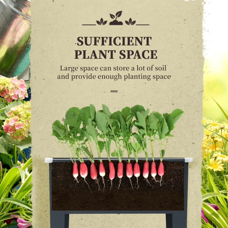 Outsunny Raised Garden Bed with Wheels, 25"x 22" x 31" Galvanized Steel Elevated Planter Box with Legs, Storage Shelf for Outdoor Backyard, Patio to Grow Vegetables, Flowers, Gray