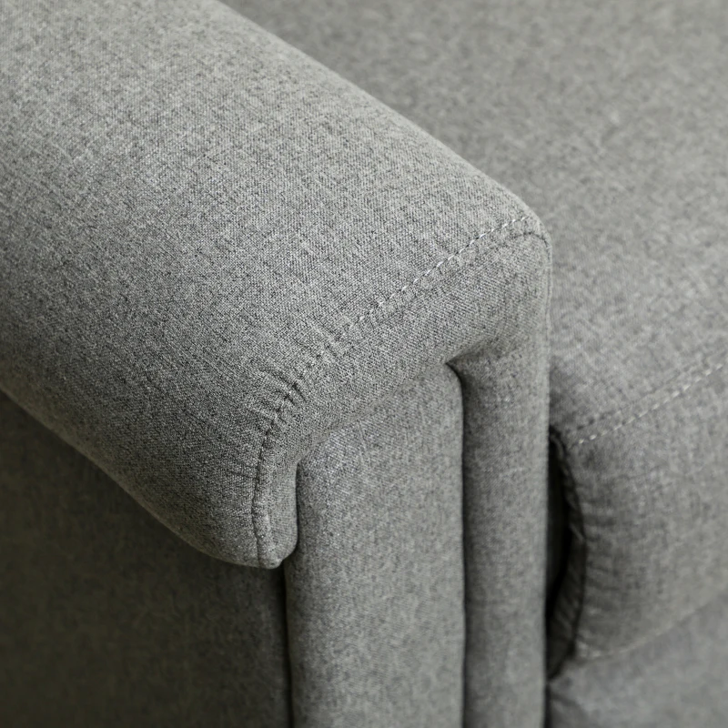 HOMCOM 3 Seater Recliner Sofa with Manual Pull Tab, Fabric Reclining Sofa, RV Couch, Home Seating, Gray