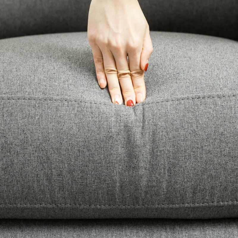 HOMCOM 3 Seater Recliner Sofa with Manual Pull Tab, Fabric Reclining Sofa, RV Couch, Home Seating, Gray