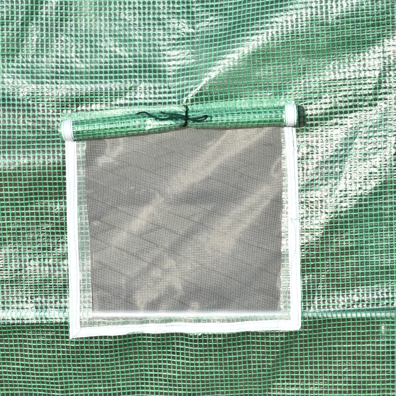 Outsunny 13.1' x 9.8' x 6.6' Walk-in Tunnel Greenhouse Backyard Seed Flower Growing Warm House Outdoor Planter Shed with Roll-up Windows Zippered Door Overlong Cover Green