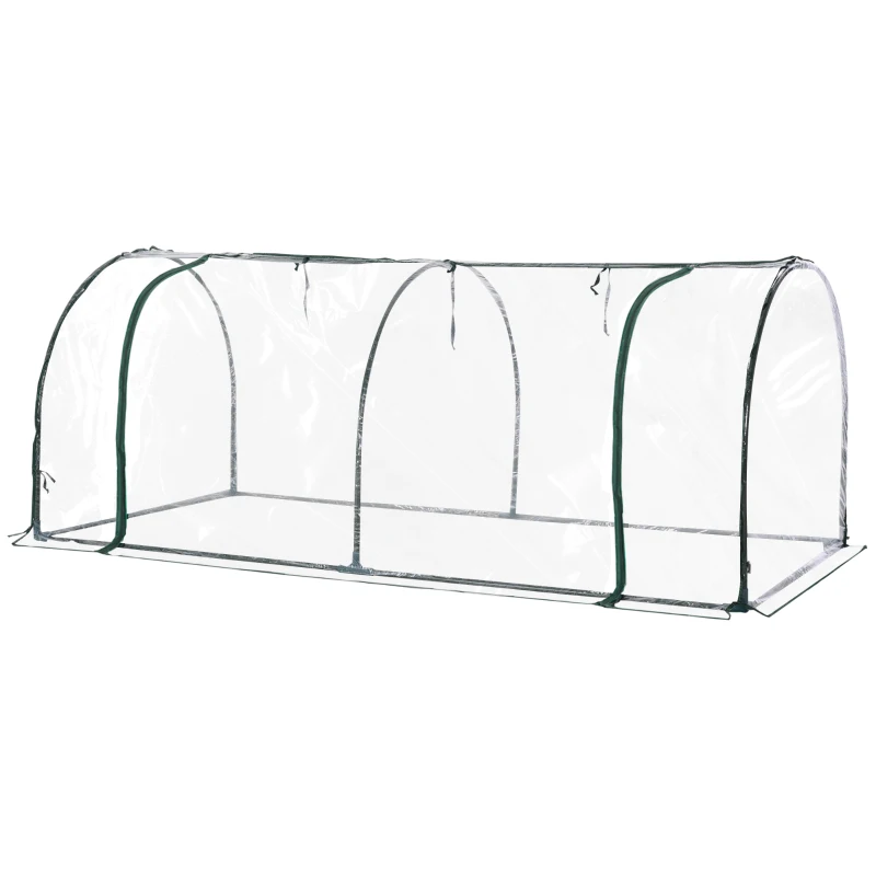 Outsunny 79" x 40" x 32" Transparent PVC Mini Tunnel Greenhouse Garden Green Grow Shed Portable Plant Flower Warm House Steel Frame Zipped Doors