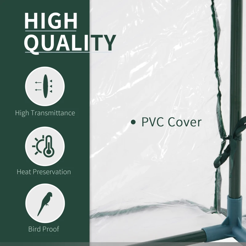 Outsunny 79" x 40" x 32" Transparent PVC Mini Tunnel Greenhouse Garden Green Grow Shed Portable Plant Flower Warm House Steel Frame Zipped Doors