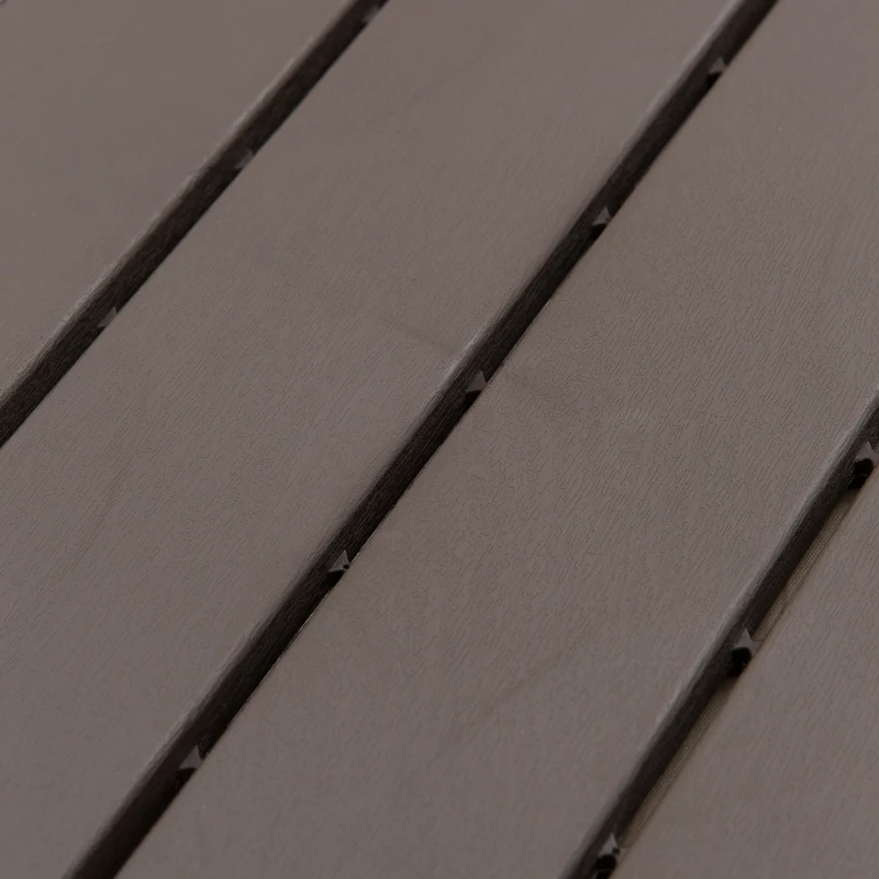 Outsunny 9 Pcs PP Interlocking Composite Deck Tile, 12" x 12" Outdoor Flooring Tiles for Indoor and Outdoor Use, Tools Free Assembly, Brown