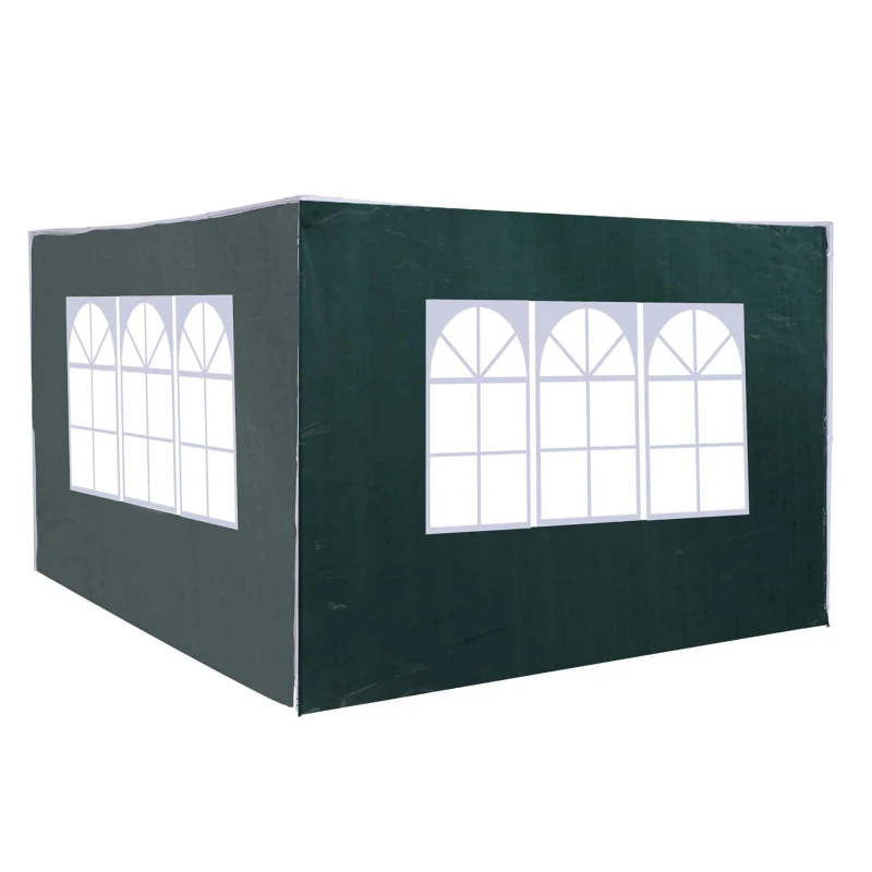 Outsunny 2pc 9.6'L x 6.3'H Canopy Gazebo Side Panel Party Tent Outdoor Shelter Side Panel Wall with Straps Green