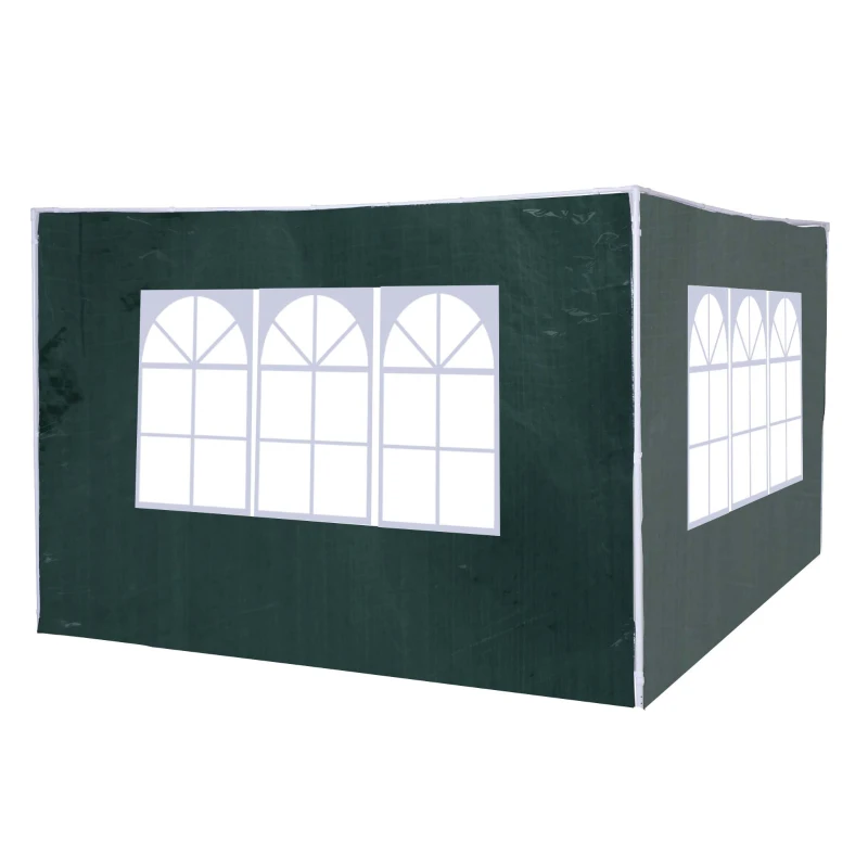 Outsunny 2pc 9.6'L x 6.3'H Canopy Gazebo Side Panel Party Tent Outdoor Shelter Side Panel Wall with Straps Green