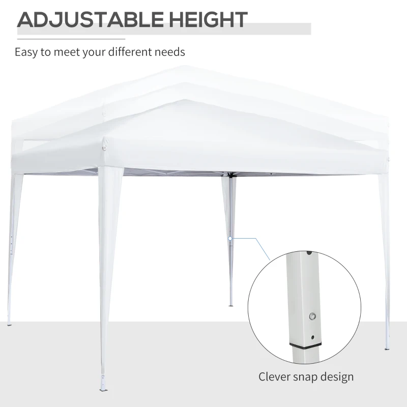 Outsunny 10'x10' Outdoor Pop Up Gazebo Canopy Tent with Carrying Bag (White)