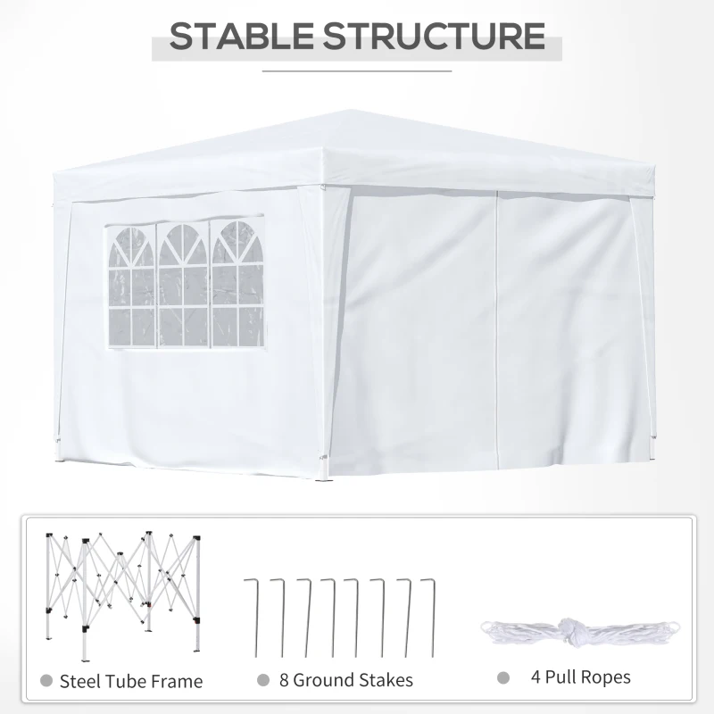 Outsunny 10'x10' Outdoor Pop Up Gazebo Canopy Tent with Carrying Bag (White)