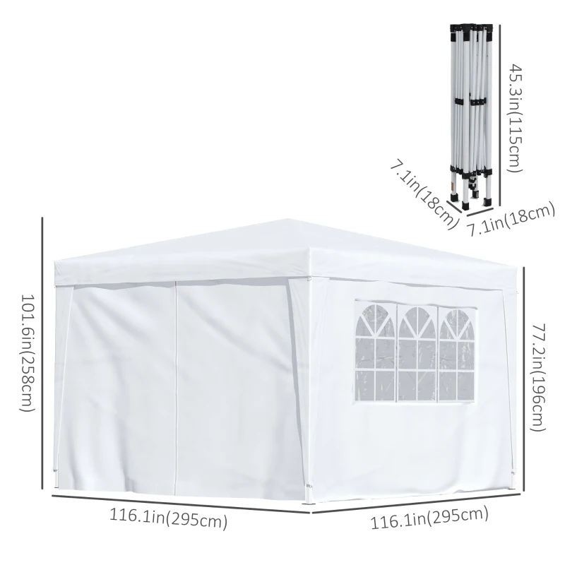 Outsunny 10'x10' Outdoor Pop Up Gazebo Canopy Tent with Carrying Bag (White)