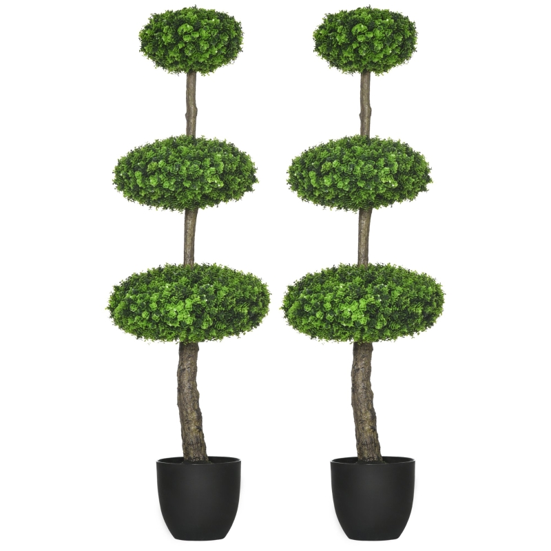 Set of 2 3.5ft(43.25") Artificial Ball Boxwood Topiary Trees in