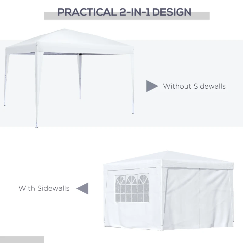 Outsunny 10'x10' Outdoor Pop Up Gazebo Canopy Tent with Carrying Bag (White)