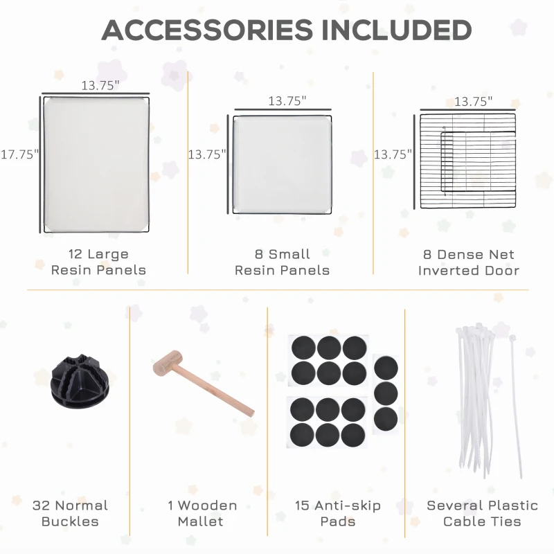 PawHut Pet Playpen Small Animal Cage Transparent Customizable Fence with Door for Hamster, Guinea Pigs, Chinchilla, 14 x 18 in