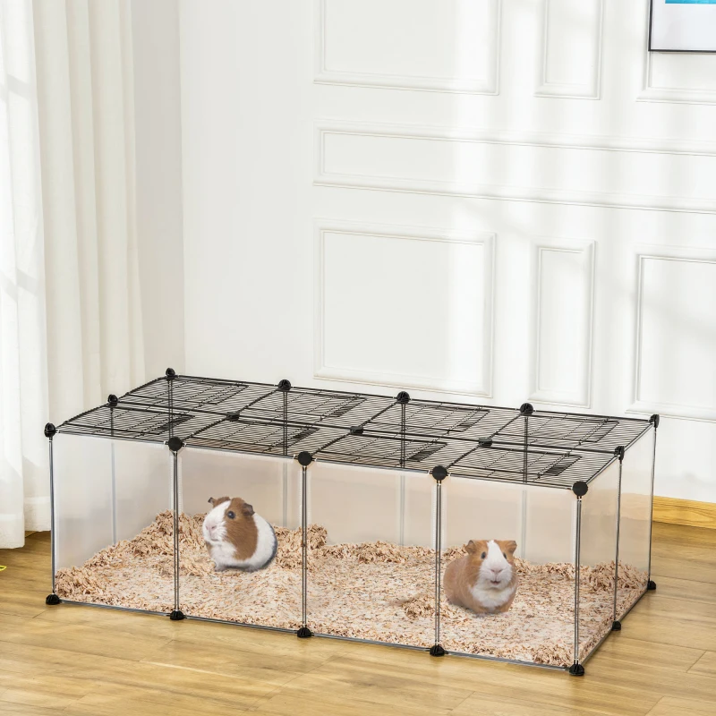 PawHut Pet Playpen Small Animal Cage Transparent Customizable Fence with Door for Hamster, Guinea Pigs, Chinchilla, 14 x 18 in