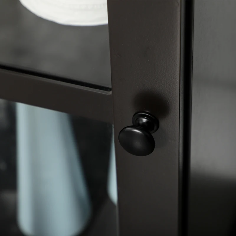 kleankin Slim Bathroom Storage Cabinet Door & Shelves Linen Tower, Brown