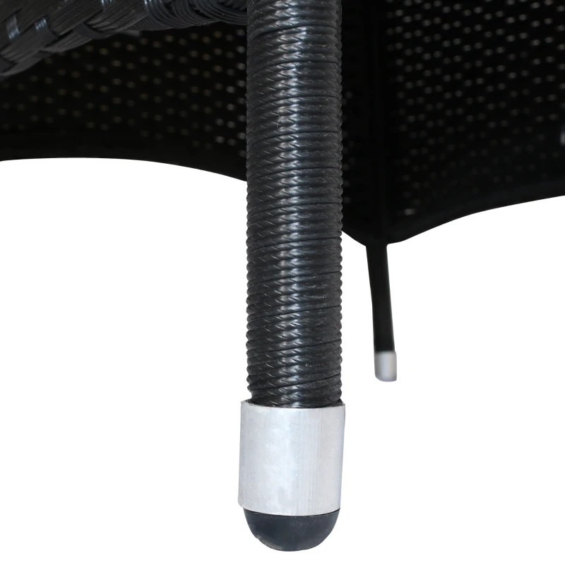 Outsunny 7 Pieces Wicker Patio Dining Set Outdoor Furniture Set with Removable Cushions, Acacia Wood Top Dining Table, PE Rattan Conversation Set for Garden Poolside, Black