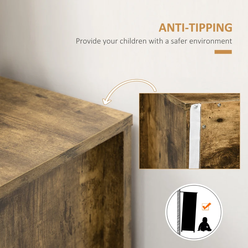 HOMCOM Industrial Sideboard Buffet Cabinet, Kitchen Cabinet with 2 Drawers, 2 Doors, Adjustable Shelf Coffee Bar Cabinet, Rustic Brown