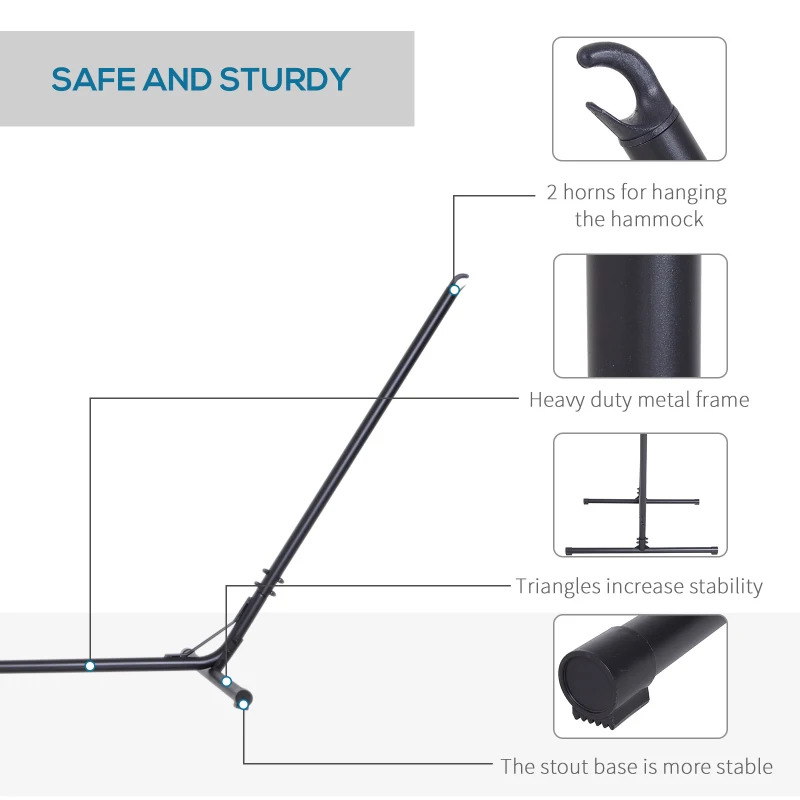 Outsunny Universal Hammock Stand 10-13ft Adjustable Steel Stand Space-Saving and Portable Carrying for Indoor and Outdoor Use, Black