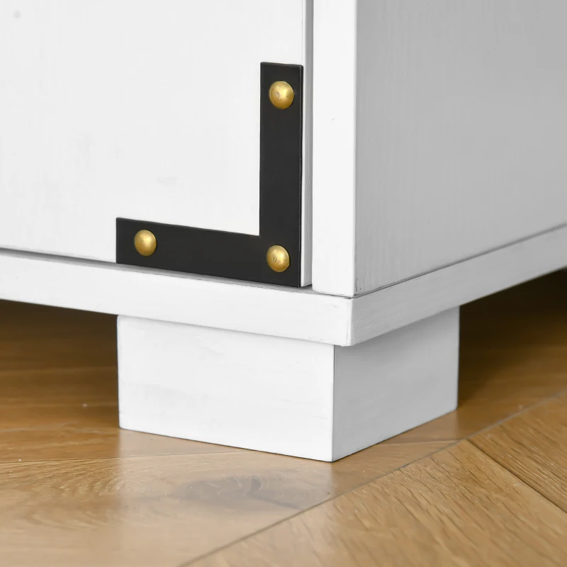 HOMCOM Farmhouse Kitchen Pantry Storage Cabinet with 4 Doors, Kitchen Cabinet with Shelves, White