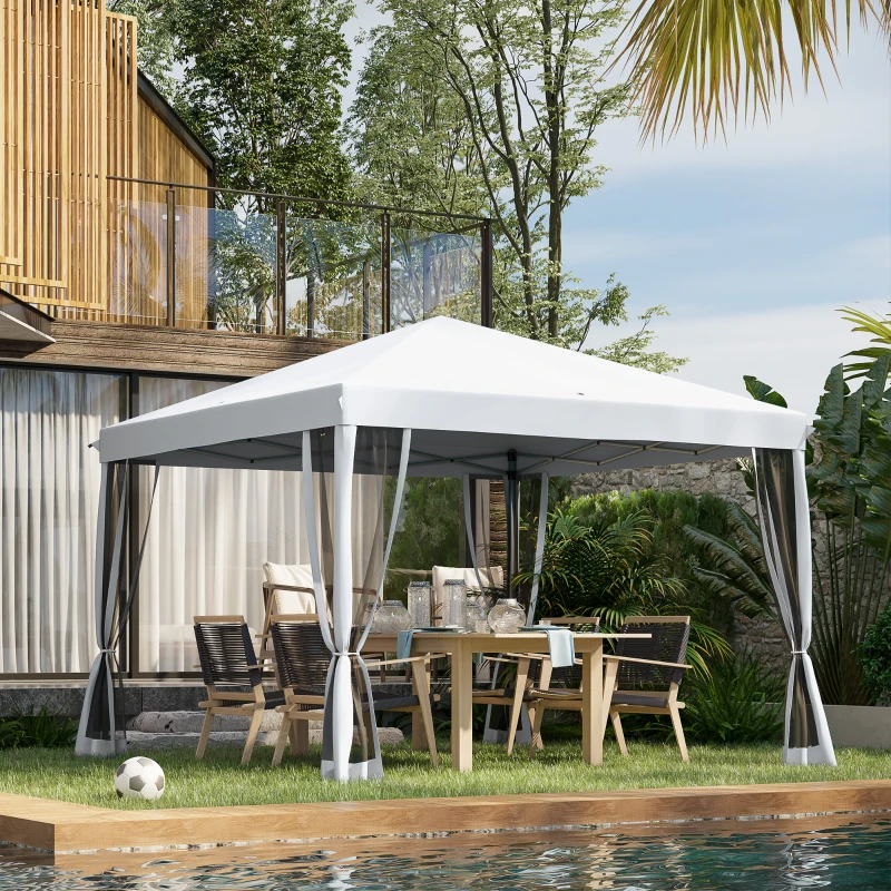 Outsunny10' x 10' Pop Up Gazebo with Four Detachable Mesh Walls for party, Cream White