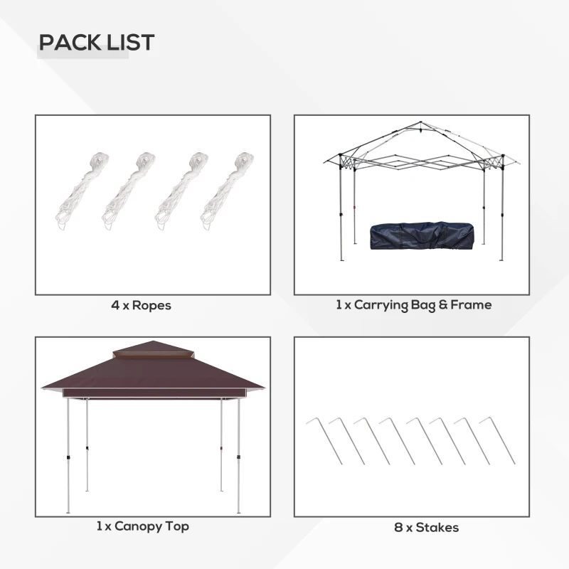 Outsunny 12' x 12' Pop Up Canopy Tent with Netting and Carry Bag, Instant Sun Shelter with 137 sq.ft Shade, Tents for Parties, Height Adjustable, for Outdoor, Garden, Patio, Brown