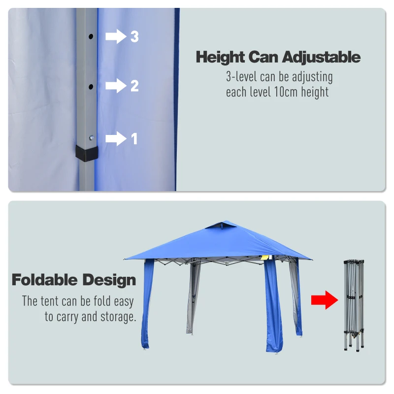 Outsunny 11' x 11' Instant Pop-up Party Tent Outdoor Activity Canopy Sun Shade Gazebo Shelter with Carrying Bag