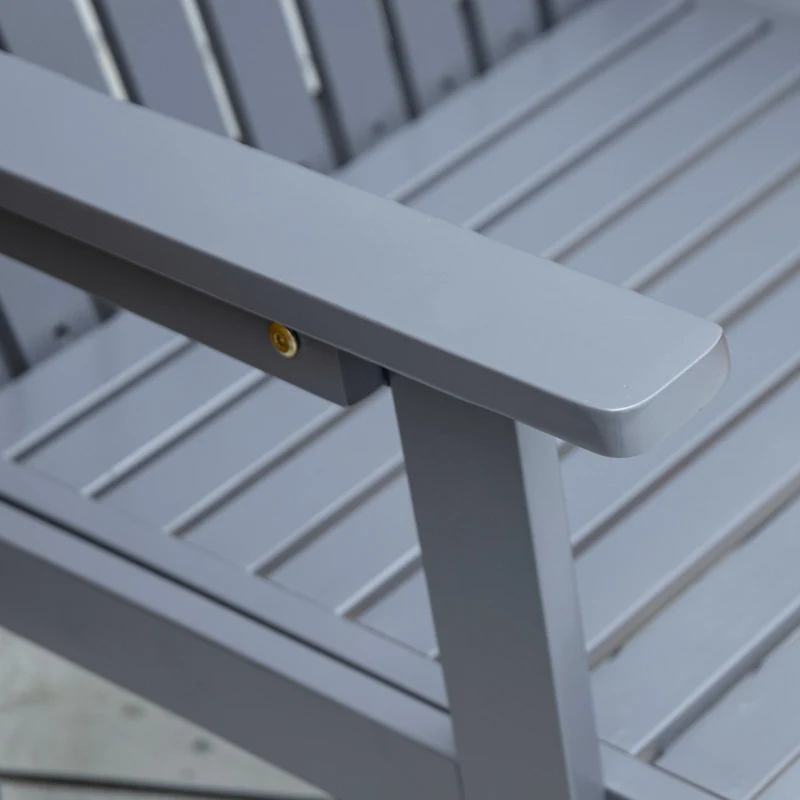 Outsunny Patio Wooden Rocking Chair, Outdoor Porch Rocker Chair with High back, Smooth Armrests, for Outdoor & Indoor Use, Grey