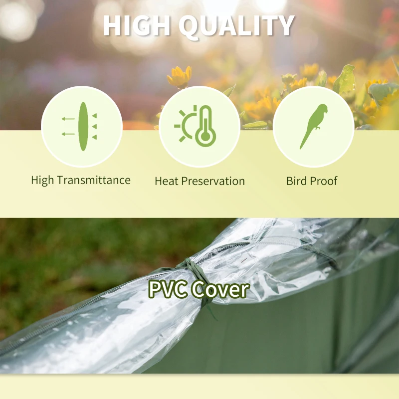 Outsunny 8' x 4' x 4' Portable Pop Up Mini Greenhouse with 5 Zippered Doors & Portable Zipper Bag for Plants Outdoor, PVC Cover