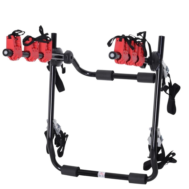 HOMCOM Compact Trunk Mount 2 Bikes Rack Foldable Universal Bicycle Carrier Fits Most Sedans Hatchbacks Minivans SUVs