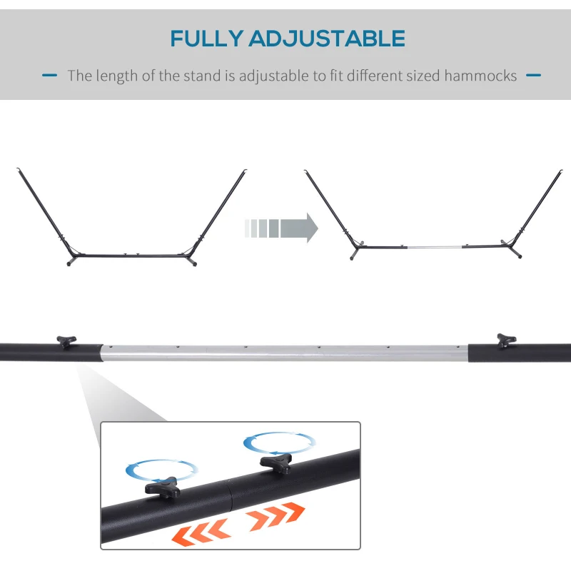 Outsunny Universal Hammock Stand 10-13ft Adjustable Steel Stand Space-Saving and Portable Carrying for Indoor and Outdoor Use, Black