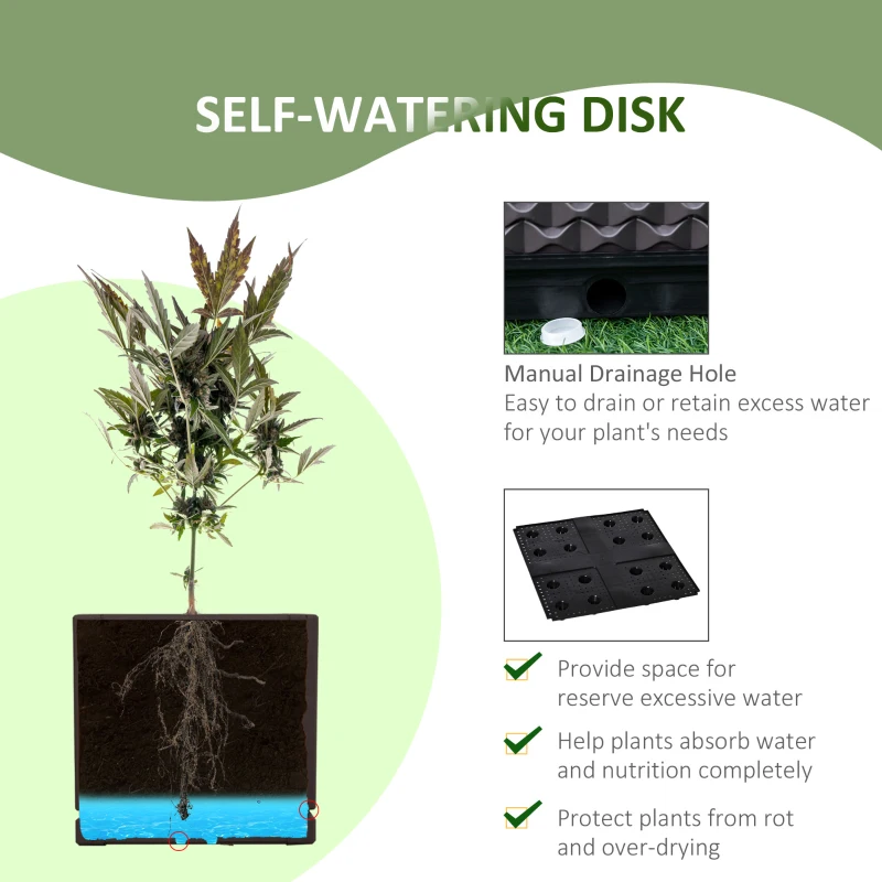 Outsunny Plastic Garden Raised Bed, Elevated Planter Box, Flower Vegetables Planting Container with Self-Watering Design and Drainage Holes