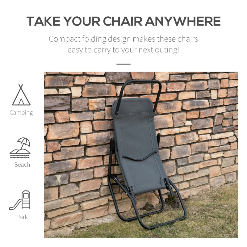 Outsunny Foldable Patio Lounge Chair, Outdoor Beach Lounger with Breathable Mesh Fabric, Zero Gravity Chair with Reclining, Footrests, and Armrests, for Garden, Pool, Grey