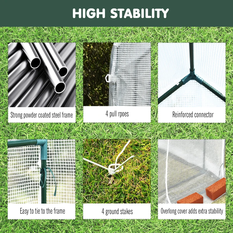 Outsunny 73" x 47" x 75" Walk-in Greenhouse Outdoor Portable Plant Flower Growth Warm House Garden Tunnel Shed w/ Roll-up Door and 2 Shelves White