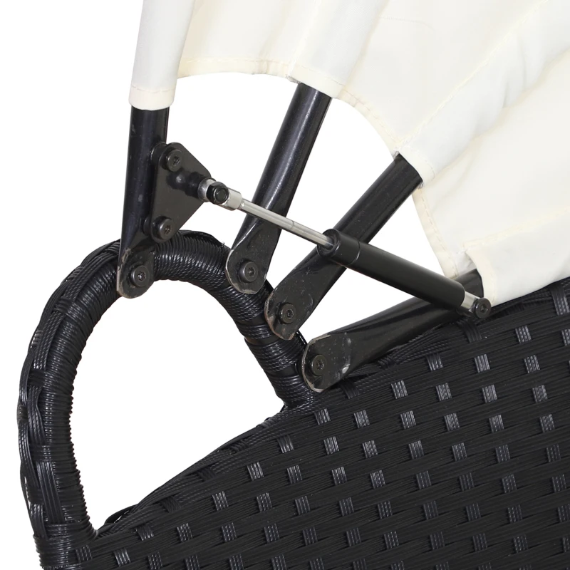 Outsunny 4 Pieces Outdoor Daybed, Patio Lounge Chair with Cushioned Round Sofa Bed, Sectional Patio Conversation Furniture Set with Canopy  & Coffee Table, Black