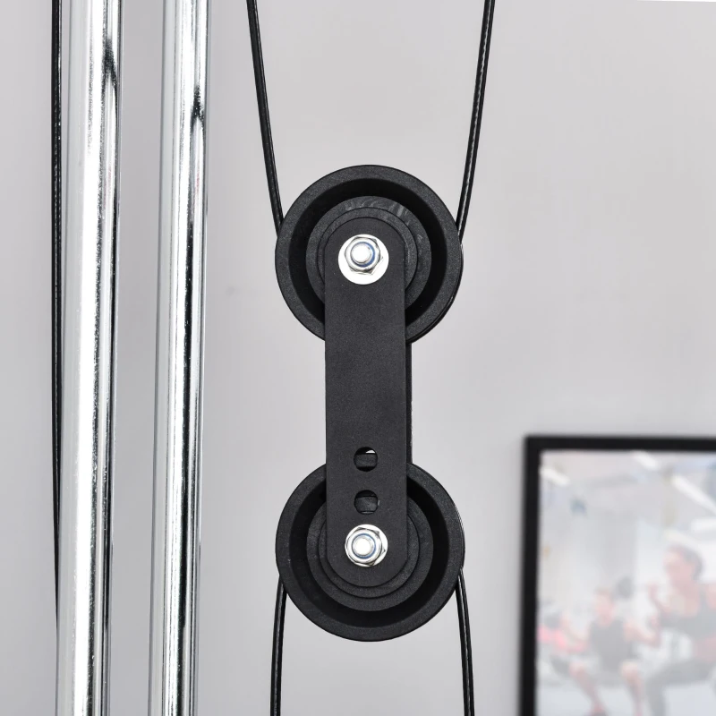 Soozier Power Cage, Power Rack with LAT Pulldown Attachment, Pull-up Bar, T Bar Row Landmine and Dip Handle, Strength Training Workout Station, for Home Gym, 800lbs Capacity