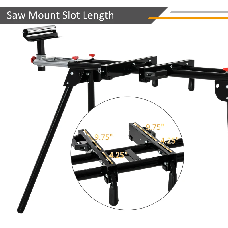 DURHAND Folding Rolling Miter Saw Stand with Quick Release Mounting Brackets, Rollers and End Stops, Heavy Duty with Steel Frame, Clamping Tool Mounts, Universal Compatible