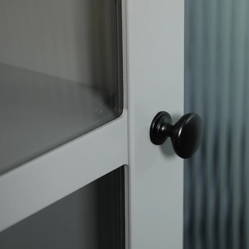 kleankin Slim Bathroom Storage Cabinet Door & Shelves Linen Tower, Gray