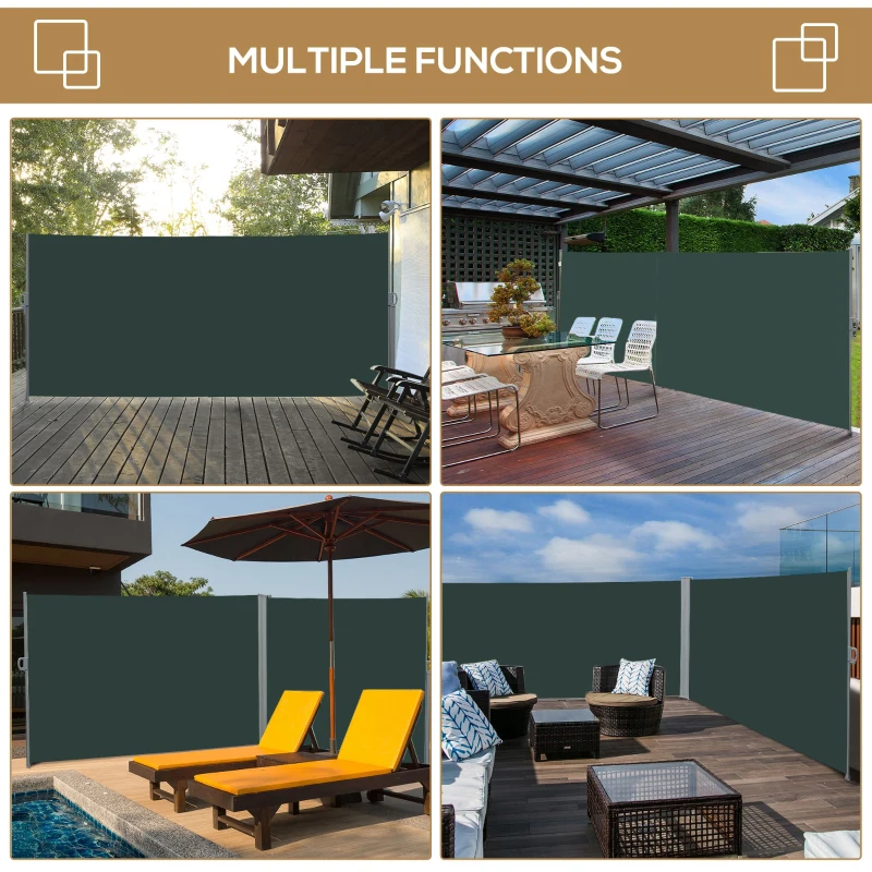 Outsunny 118" x 79" Retractable Side Awning Patio Outdoor Folding Privacy Screen with Resistance to UV Rays & Wind, Grey