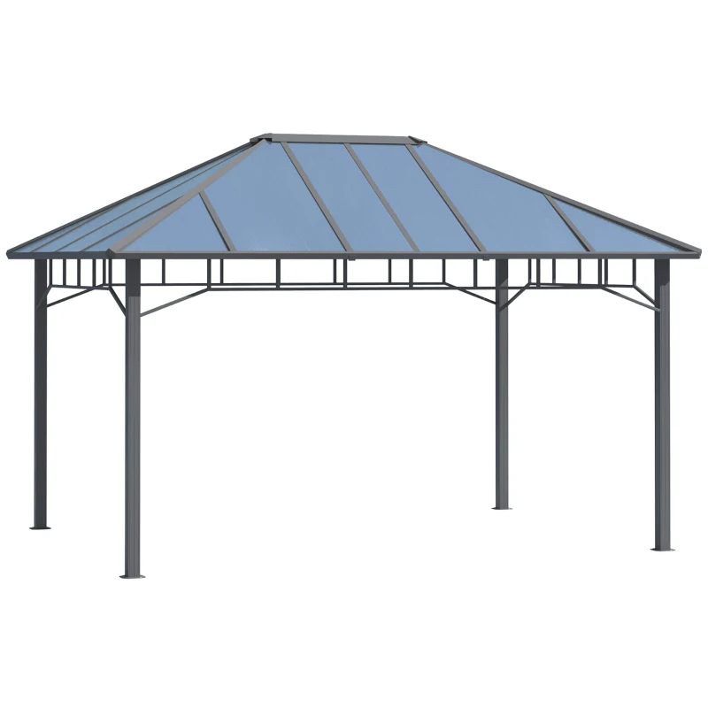Outsunny 13' x 10' Hardtop Polycarbonate Gazebo Canopy Aluminum Frame Pergola for Gardens, Patios, Lawns, Grey