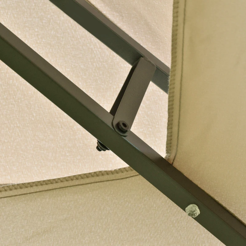 Outsunny 13' x 10' Outdoor Patio Gazebo Canopy with LED Solar Light, Double Tier Roof, Curtains, Steel Frame, Khaki