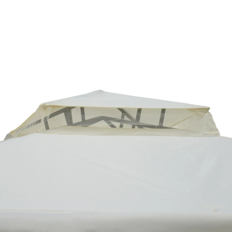 Outsunny 10' x 10' Patio Gazebo Outdoor Pavilion 2 Tire Roof Canopy Shelter Garden Event Party Tent Yard Sun Shade Steel Frame w/ Mosquito Netting Cream White