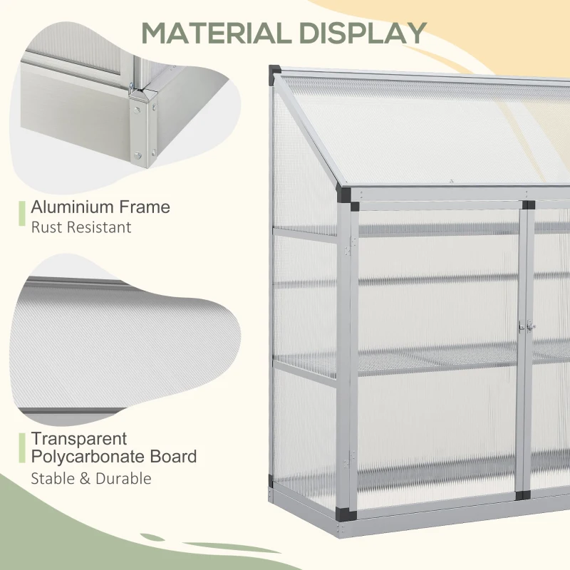 Outsunny 3 tier Greenhouse Outdoor Plant Garden Transparent Sunlight Board w / Foundation