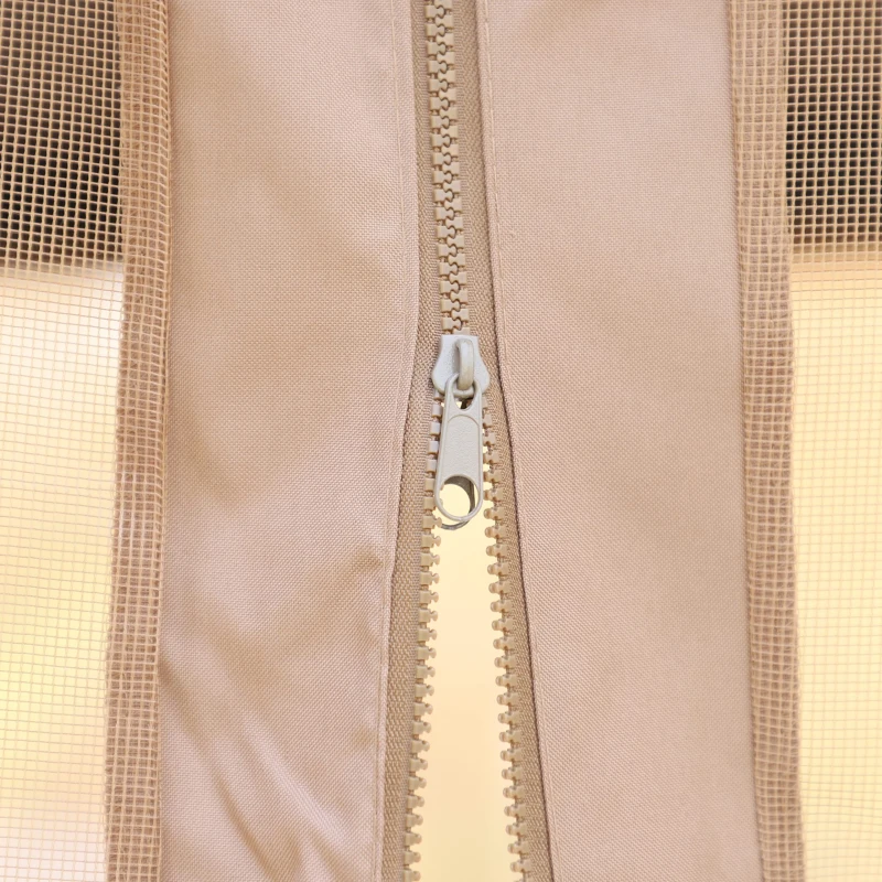 Outsunny 10' x 13' Hardtop Gazebo Aluminum Outdoor Canopy with Mesh Nettings, Practical Curtains, Arc Roof & Roomy Interior Space, Brown