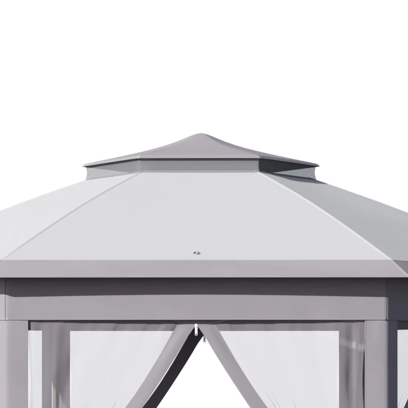 Outsunny 11' x 13' Pop Up Gazebo Canopy Tent with Zippered Mesh Sidewalls and Carrying Bag, Event Tent Shelter for Patio Garden Backyard, Gray